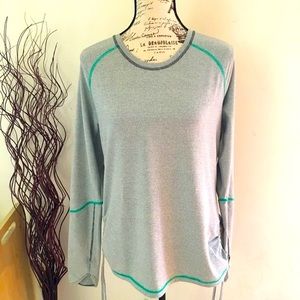 LUCY stripe sheer back panel workout top